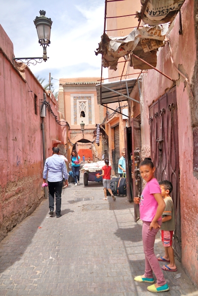 The narrow streets of the Medina in Marrakesh, Morocco