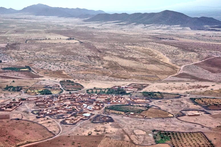View of the countryside outside Marrakesh, from a Hot Air Balloon