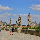 An avenue of sculptures near St Barbara's Roman Catholic Church in Kutna Hora