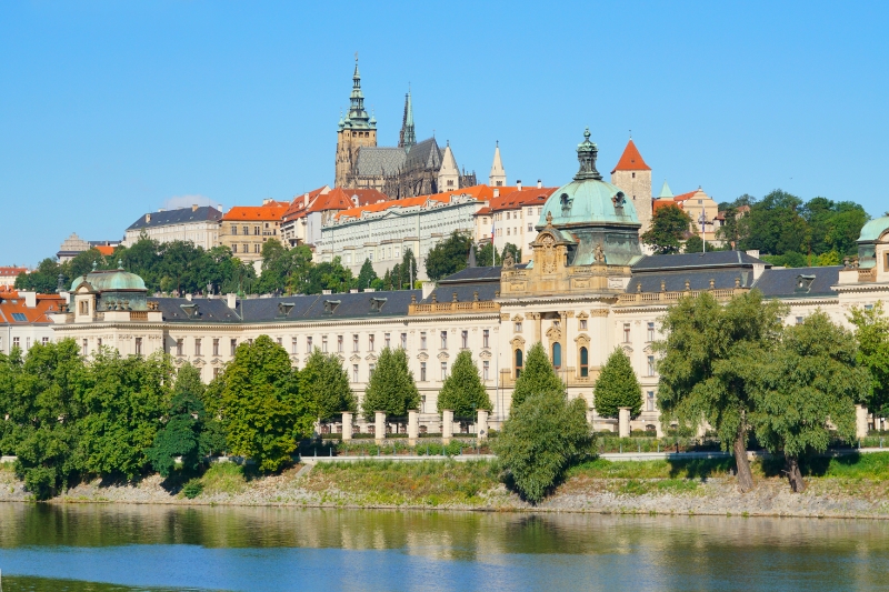 Czech Republic - Prague - Vltava River, Prague Castle in the background