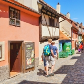 Czech Republic - Prague Castle - 16th century houses in Golden Lane, now souvenir shops and museums