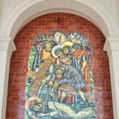 On the back wall of the logias are representations of the 14 