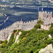 The remains of the 8th century Moorish castle can be seen further down the hill from the Pena Palace